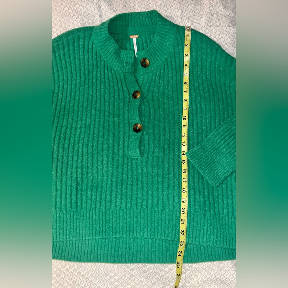 Free People Cocoa Henley Rolling Hills Sweater sz L - Picture 6 of 9
